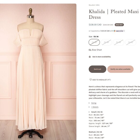 Boutique 1861 Pink Chiffon Off-Shoulder Dress – Size XL, NWT - Picture 9 of 14